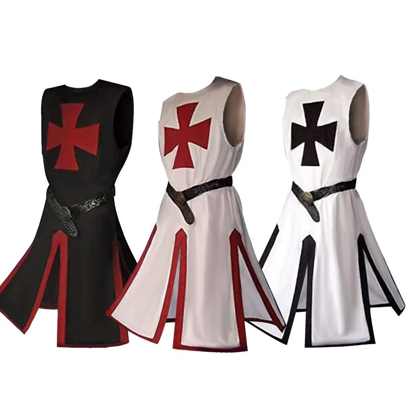 Halloween Costumes Knights Templar Crusader Cosplay Set with Authentic Tunic and Cape