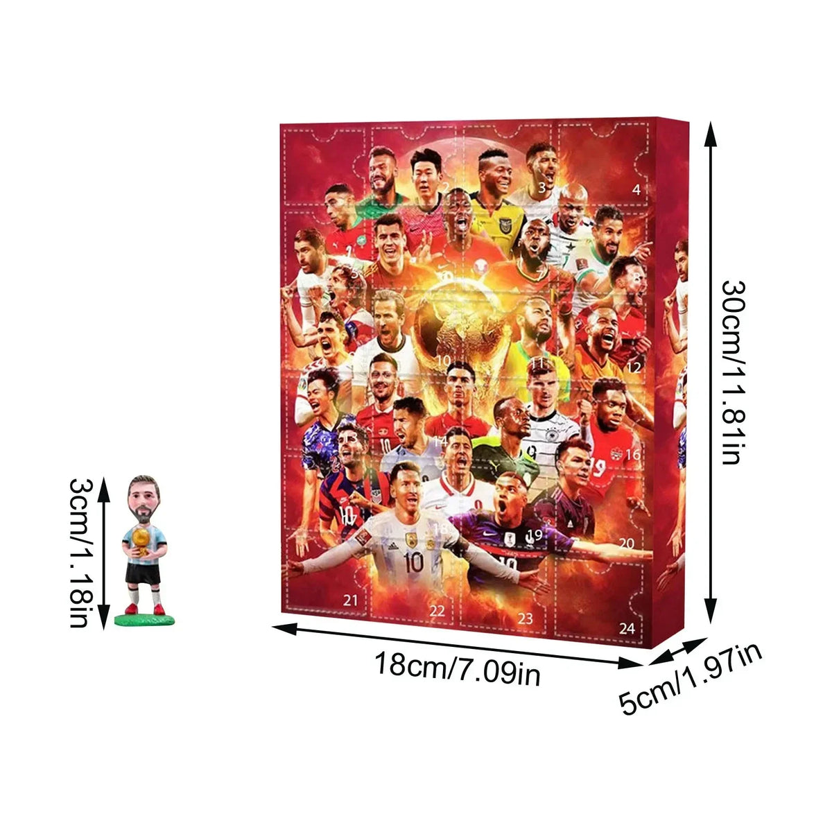 Advent Calendar Soccer 24 Day Christmas Countdown Set with Toys for Kids