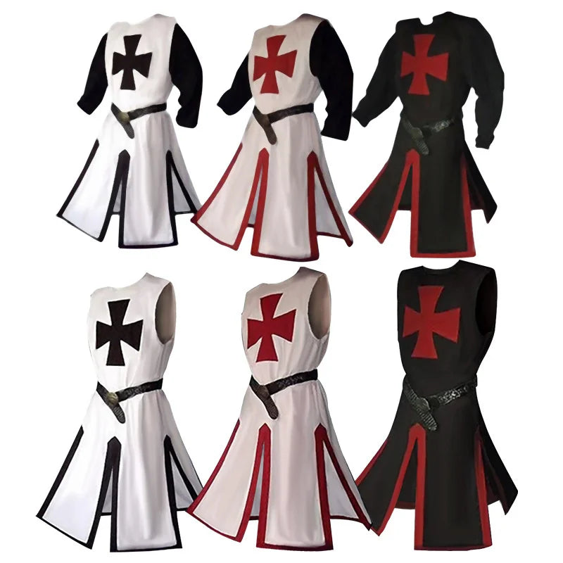 Halloween Costumes Knights Templar Crusader Cosplay Set with Authentic Tunic and Cape