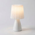Table Lamp Ceramic Pleated Shade Scandinavian Design with 3 Colour Light Modes