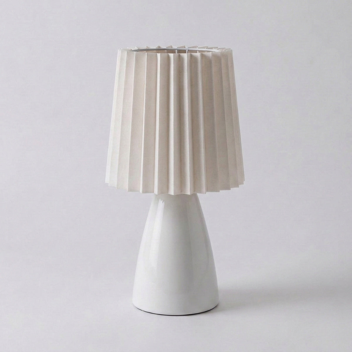 Table Lamp Ceramic Pleated Shade Scandinavian Design with 3 Colour Light Modes