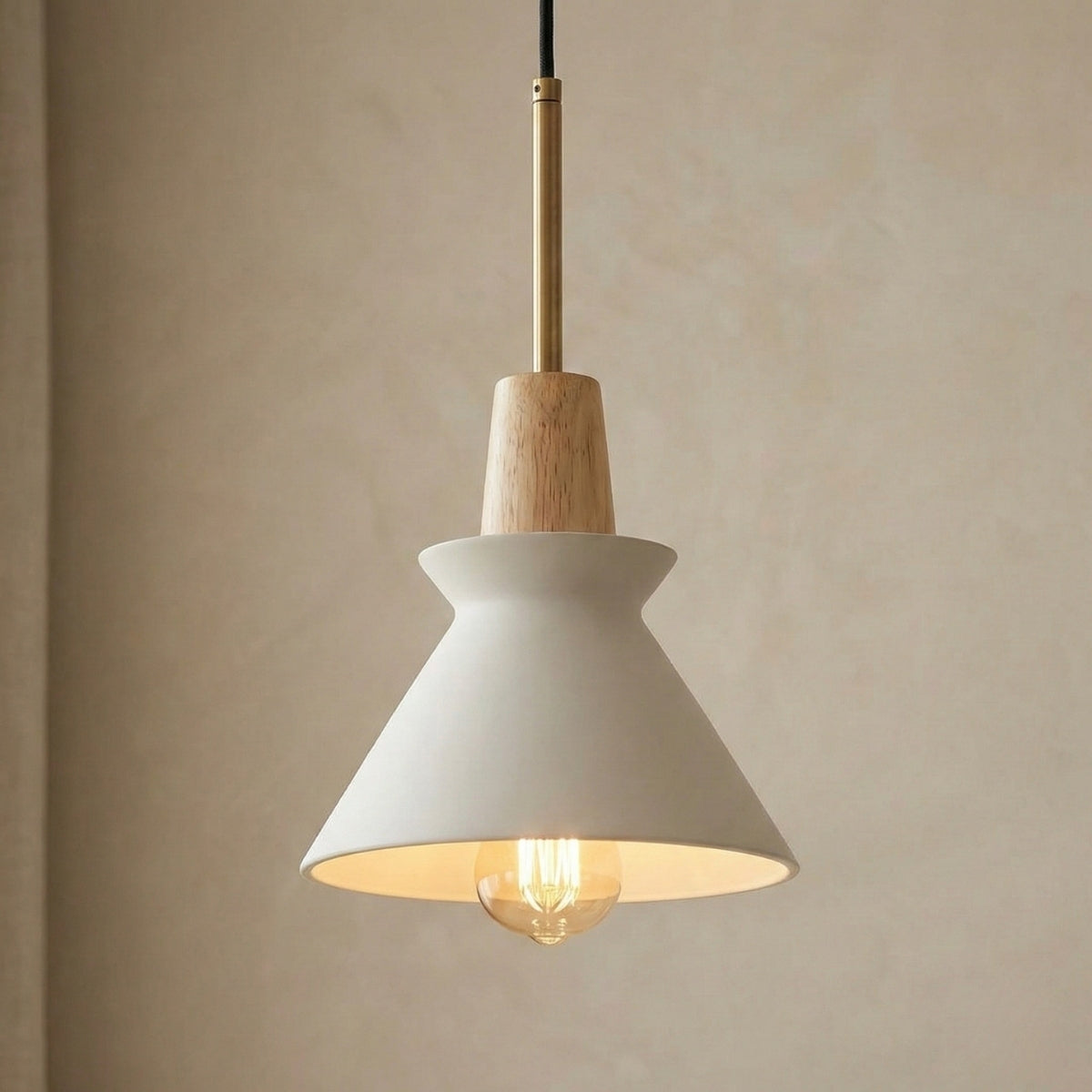 Pendant Light Scandinavian Conical Cement Shade Hanging Lamp for Dining Room