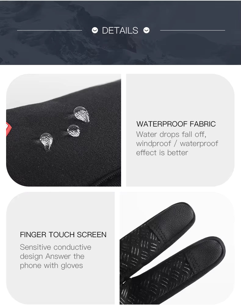 Winter Gloves Thermal Touchscreen Windproof Water Resistant Unisex for Cycling