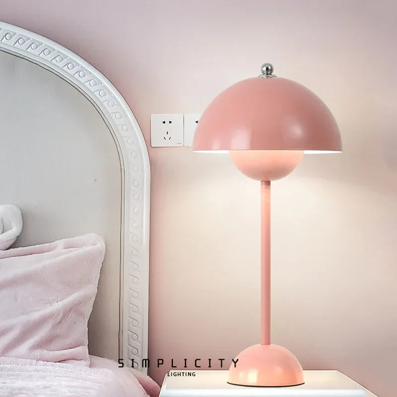 Table Lamp Wireless Minimalist with Rounded Shade and Rechargeable Battery