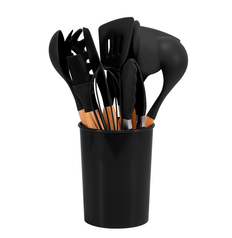 Kitchen Cooking Utensils Silicone Set 12 Piece Heat Resistant Tools with Soft Grip
