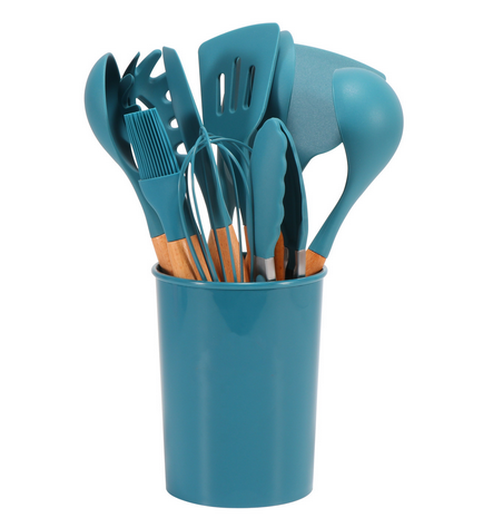 Kitchen Cooking Utensils Silicone Set 12 Piece Heat Resistant Tools with Soft Grip