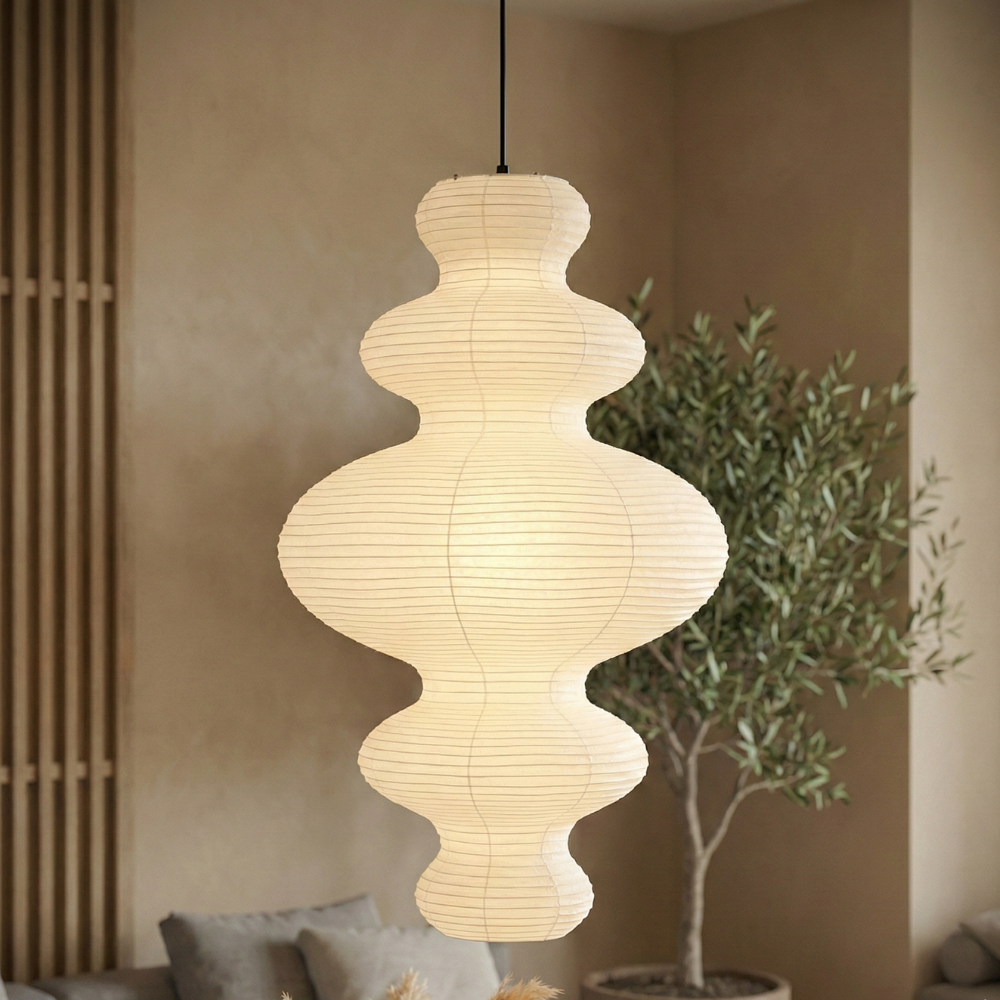 Pendant Light Rice Paper Shade 47 cm Wide for Kitchen Dining and Living Room