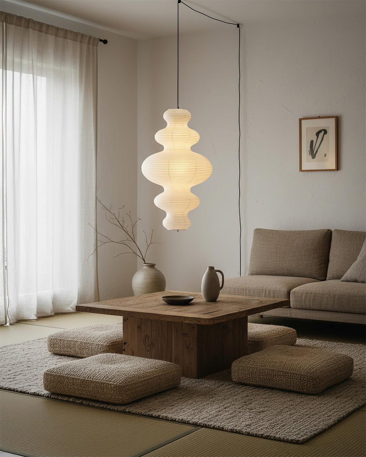 Pendant Light Rice Paper Shade 47 cm Wide for Kitchen Dining and Living Room