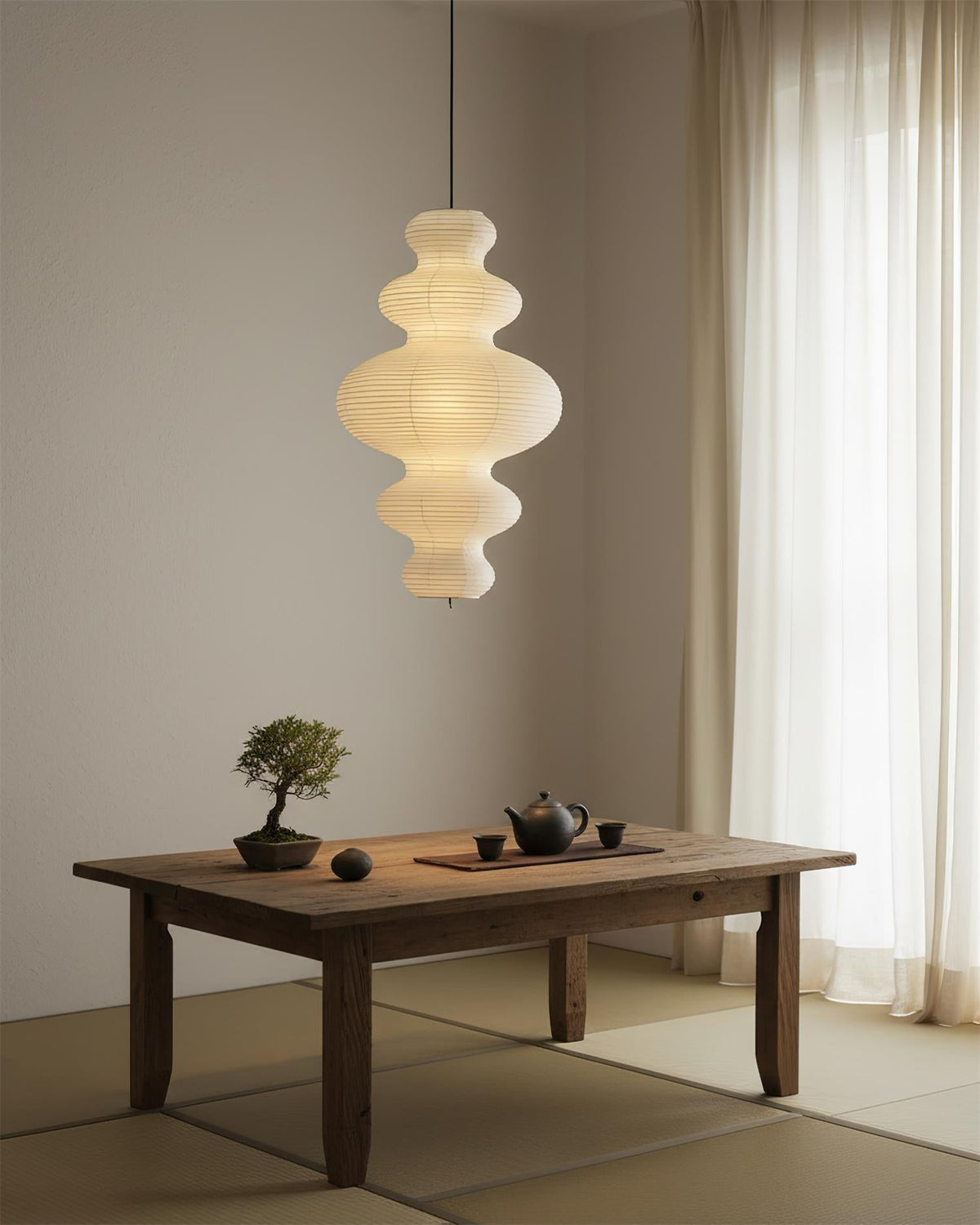 Pendant Light Rice Paper Shade 47 cm Wide for Kitchen Dining and Living Room