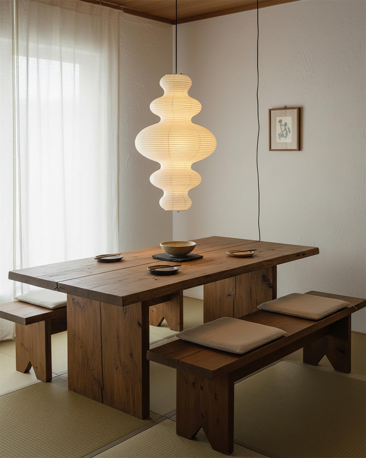 Pendant Light Rice Paper Shade 47 cm Wide for Kitchen Dining and Living Room