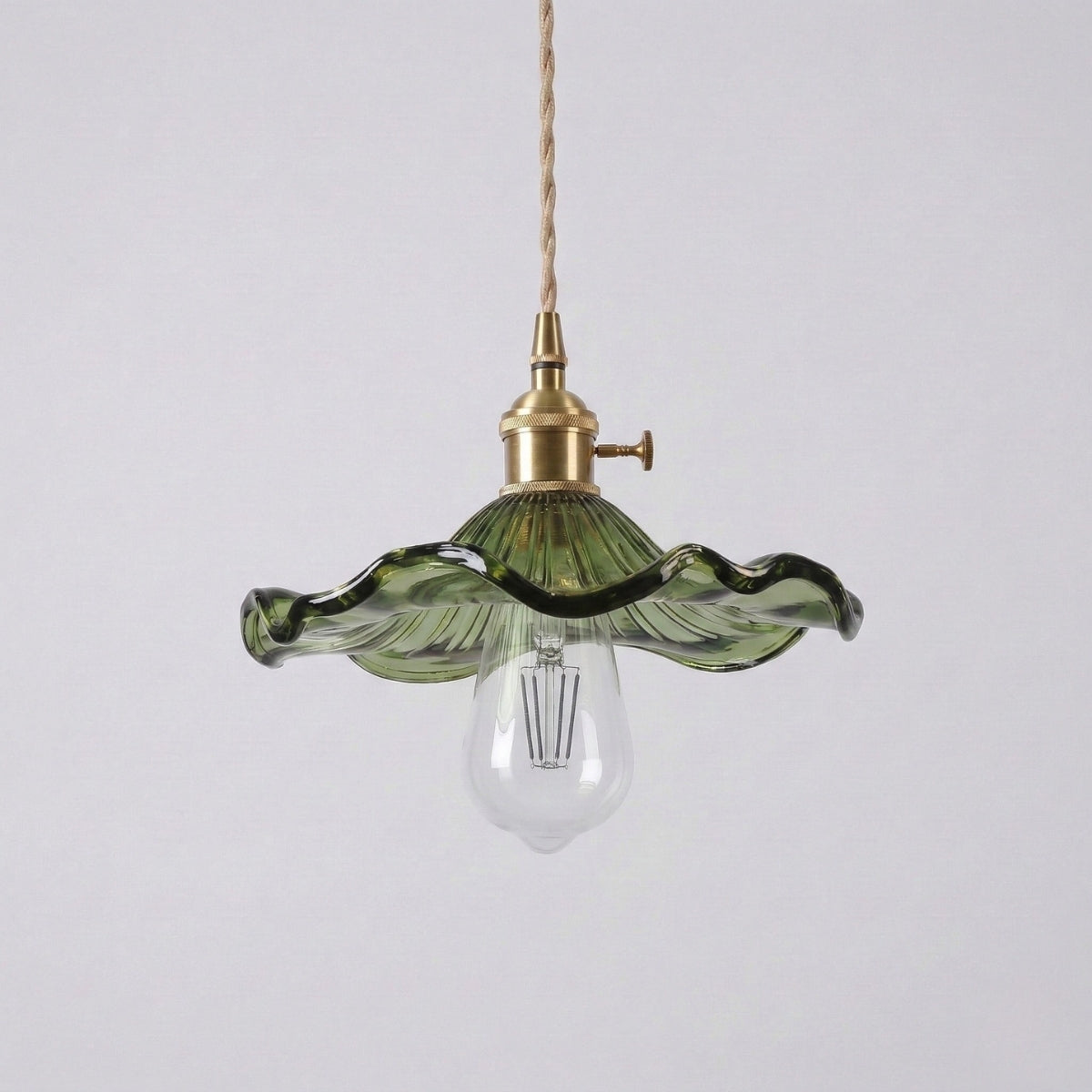 Pendant Light Vintage Flower Glass Shade Hanging Lamp with Warm White Glow