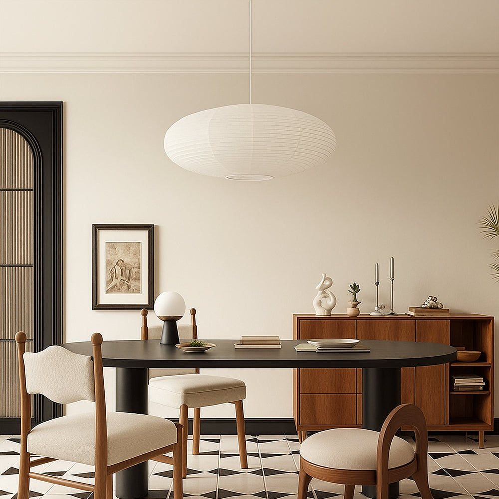 Pendant Light Hanging Lamp in Japanese Wabi Sabi Cotton Paper for Dining Room and Bedroom