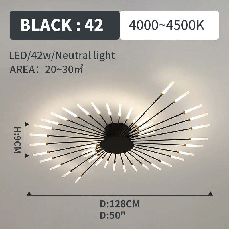Ceiling Light Flush Mount LED with Linear Spiral Burst Design for Living Room