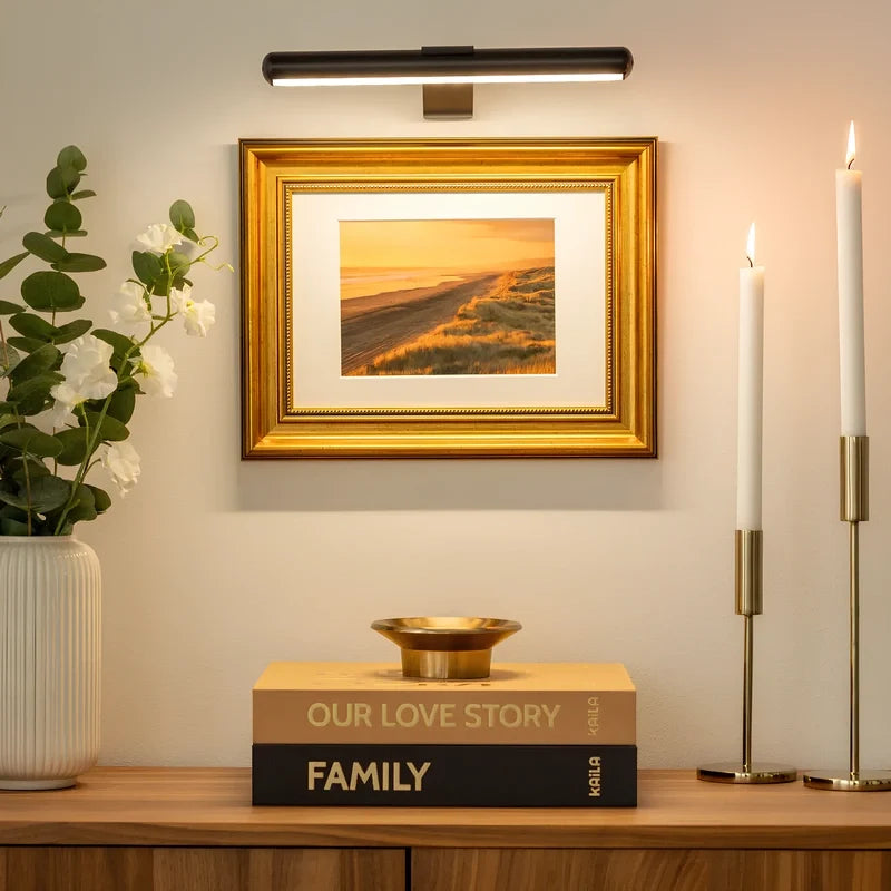 Wall Light Cordless Picture Lamp for Artwork with Rechargeable Battery and Slim Arm
