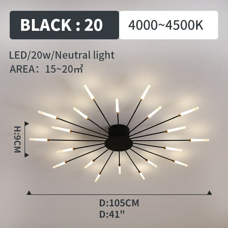 Ceiling Light Flush Mount LED with Linear Spiral Burst Design for Living Room