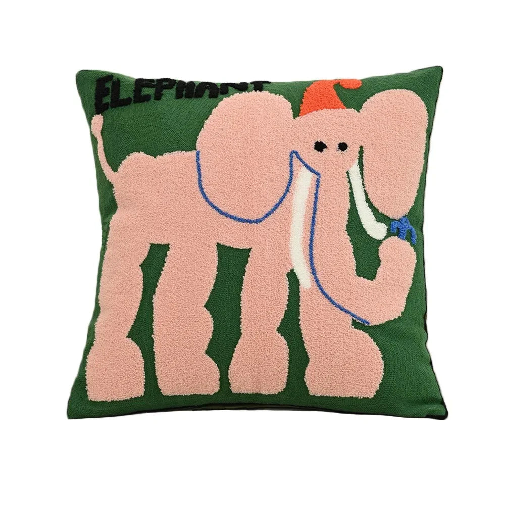 Decorative Throw Pillow Covers for Sofa with Nordic Animal Embroidery and Cushion Design