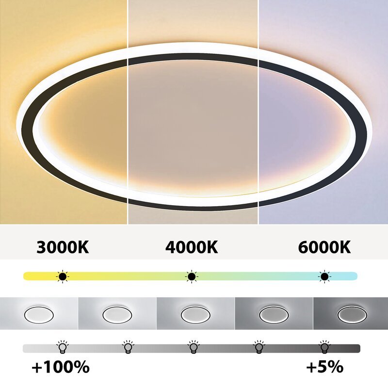 Ceiling Light Flush Mount Round LED for Living Room and Bedroom with Modern Slim Profile