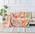 Cotton Blankets Boho Floral Throw with Fringed Edge for Sofa and Bedroom