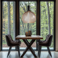 Pendant Light Rustic Wood Cage with Adjustable Cord for Kitchen and Dining Room