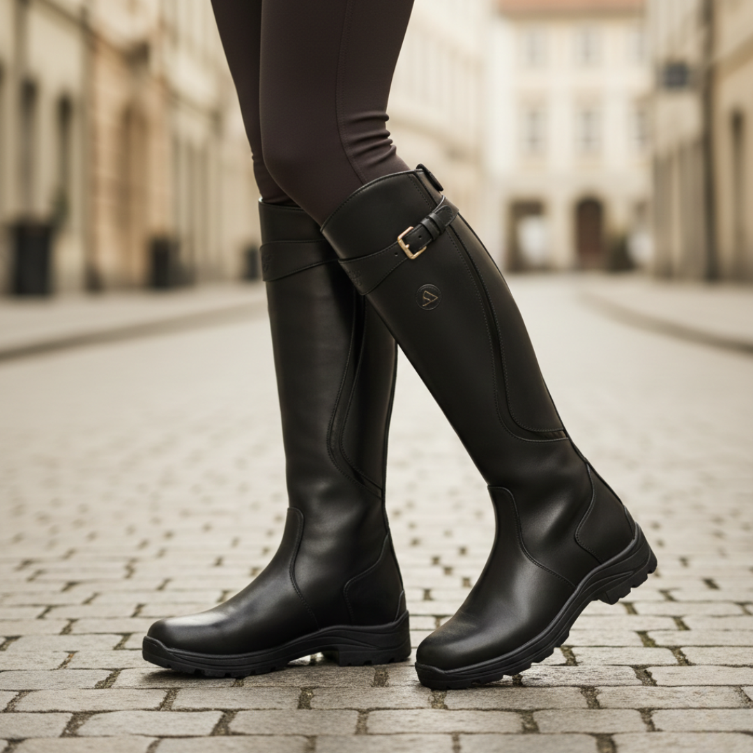 Waterproof Boots Knee High Orthopedic for Women in Vegan Leather with Adjustable Strap