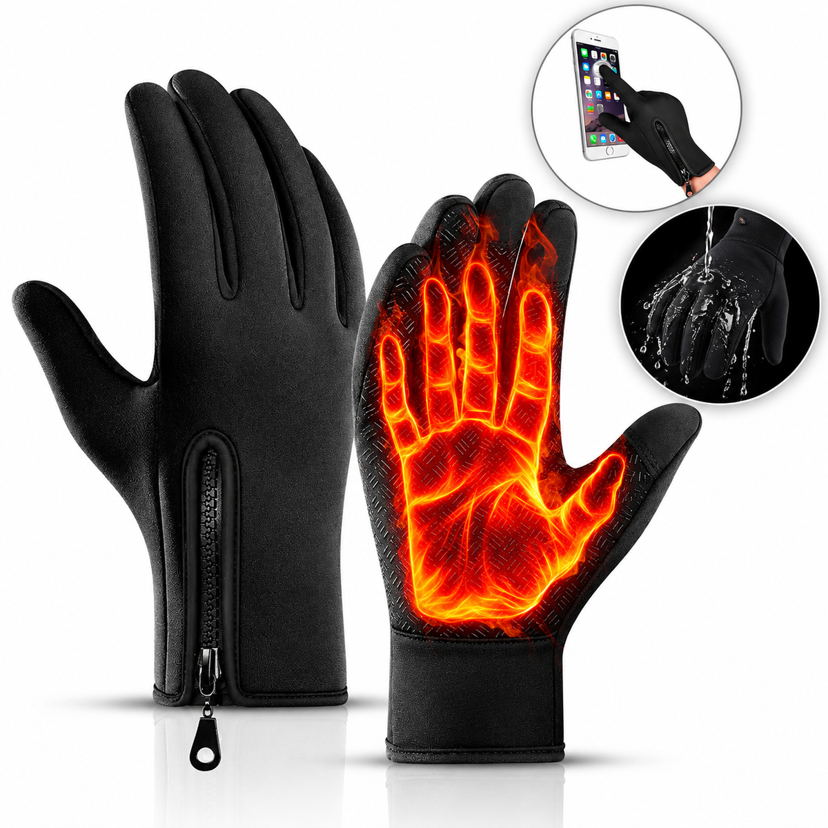 Winter Gloves Thermal Unisex Touch Screen with Triple Layer Construction