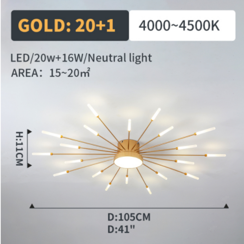 Ceiling Light LED Flush Mount with Fireworks Burst Design for Living Room and Bedroom