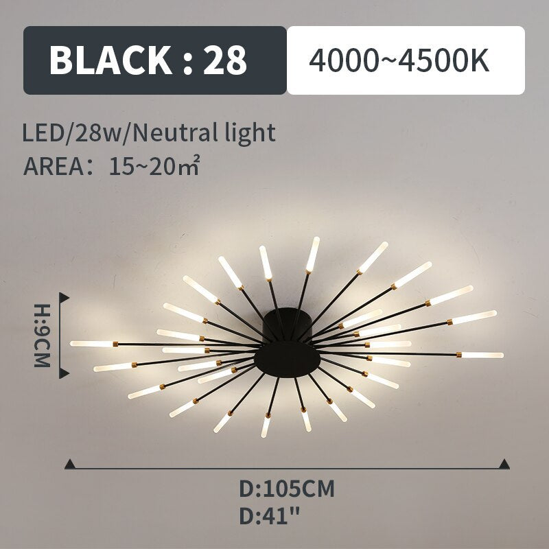 Ceiling Light Flush Mount LED with Linear Spiral Burst Design for Living Room