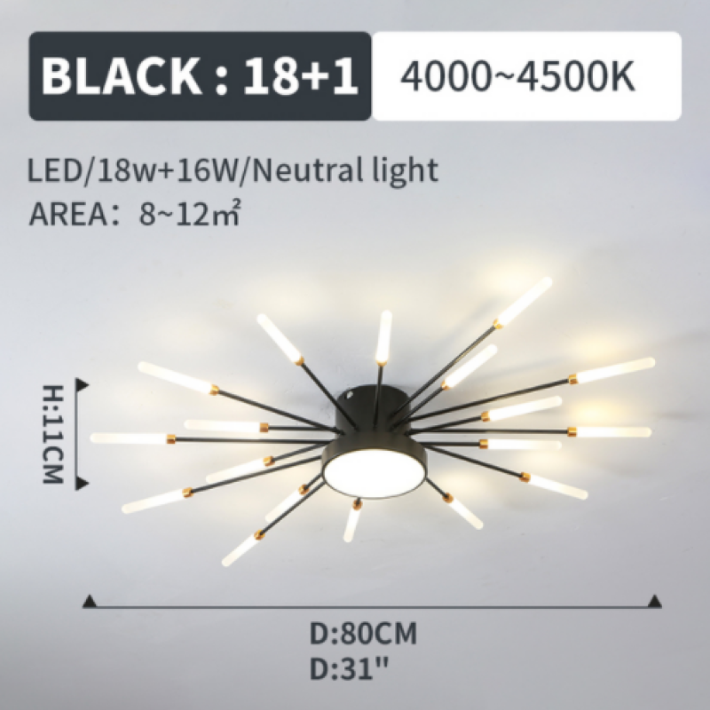 Ceiling Light LED Flush Mount with Fireworks Burst Design for Living Room and Bedroom