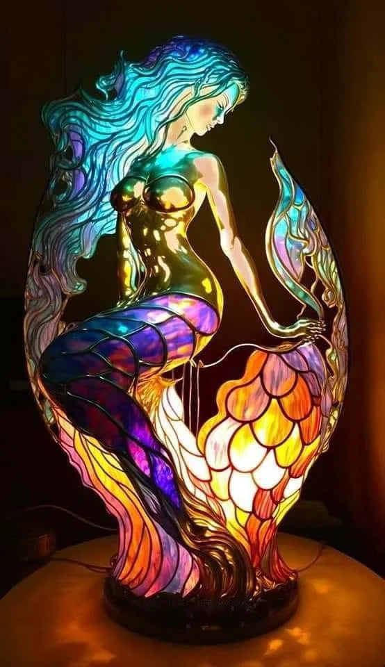 Table Lamp Stained Glass Animal Figure Decorative Light with Ambient Warm Glow