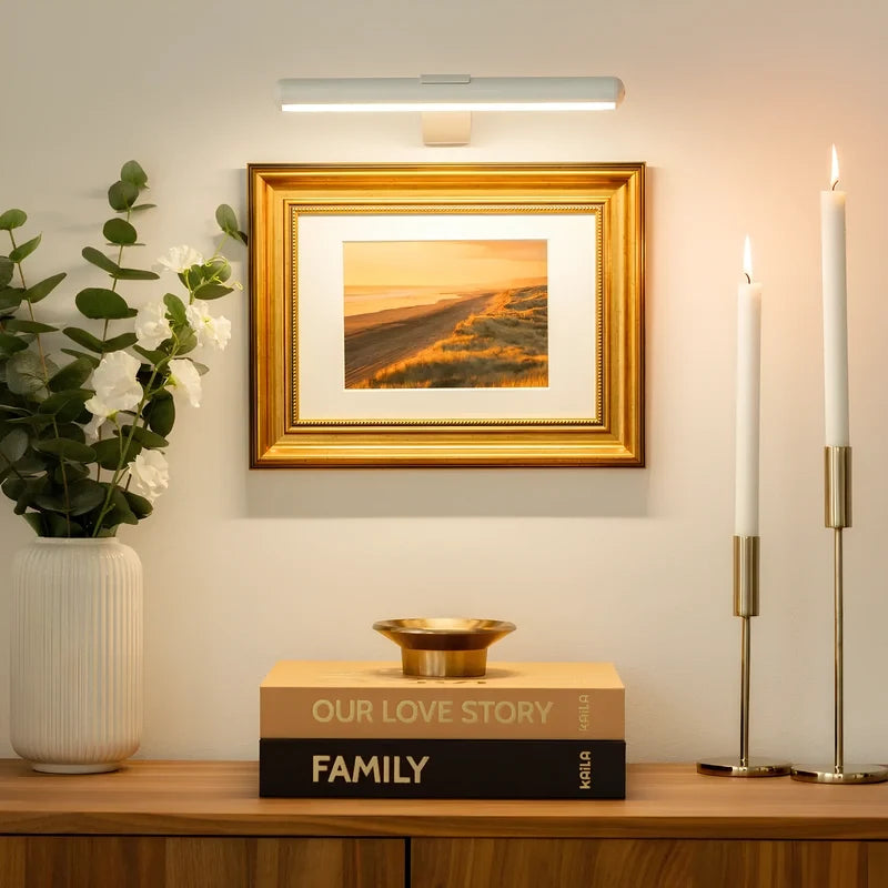 Wall Light Cordless Picture Lamp for Artwork with Rechargeable Battery and Slim Arm