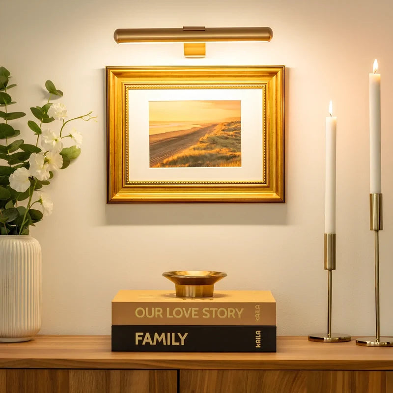 Wall Light Cordless Picture Lamp for Artwork with Rechargeable Battery and Slim Arm