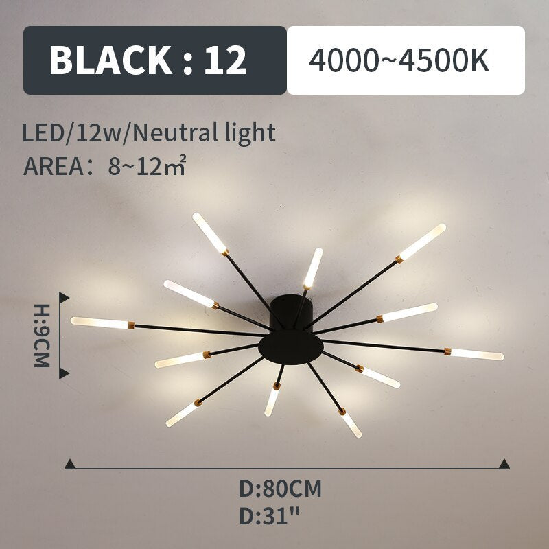 Ceiling Light Flush Mount LED with Linear Spiral Burst Design for Living Room