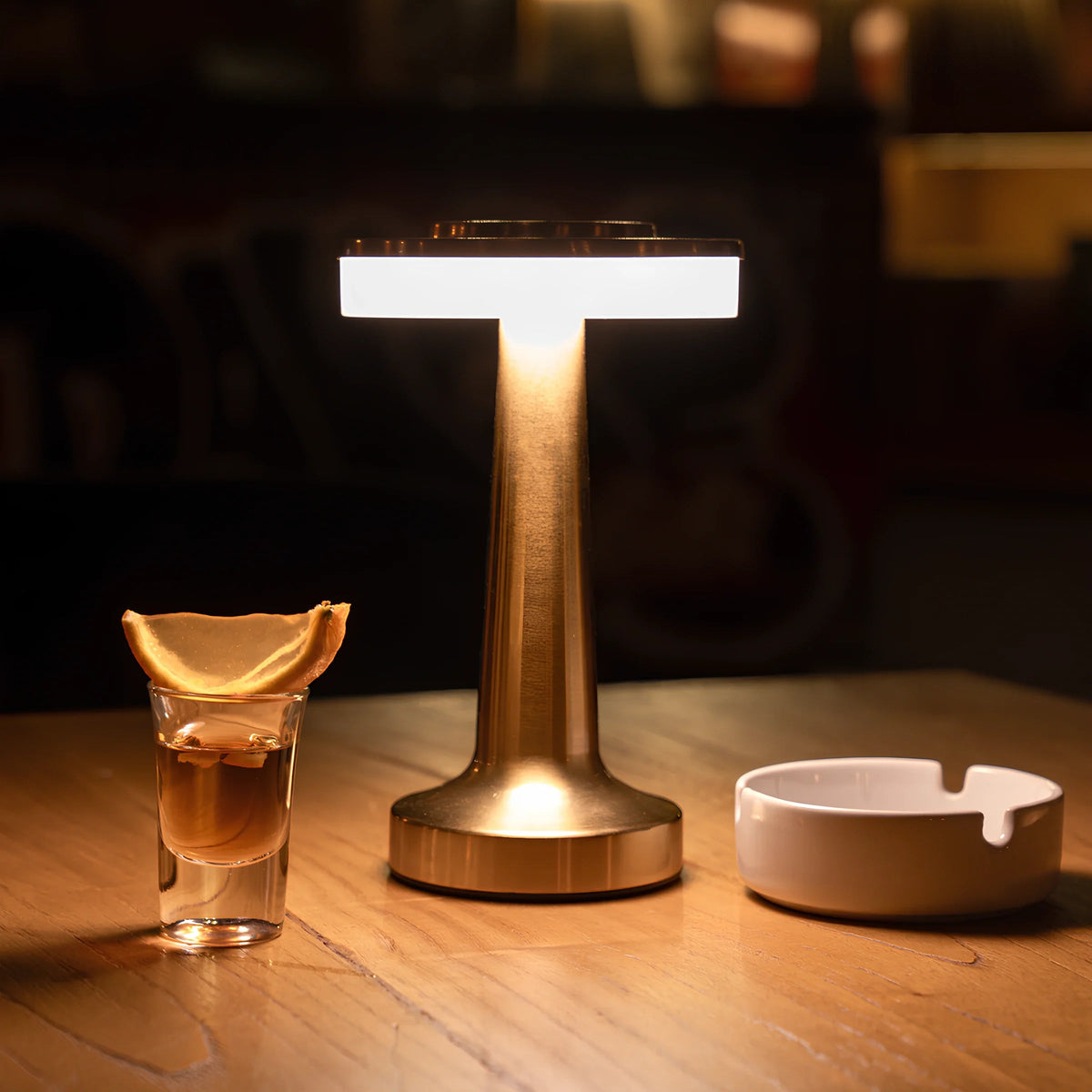 Table Lamp Portable Dimmable with Retro Shade and Rechargeable Battery for Dining