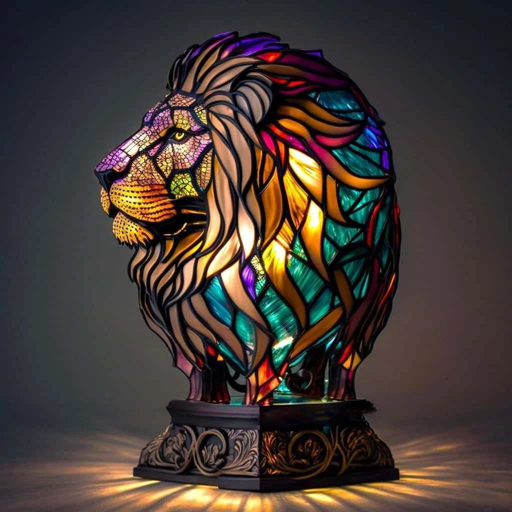 Table Lamp Stained Glass Animal Figure Decorative Light with Ambient Warm Glow
