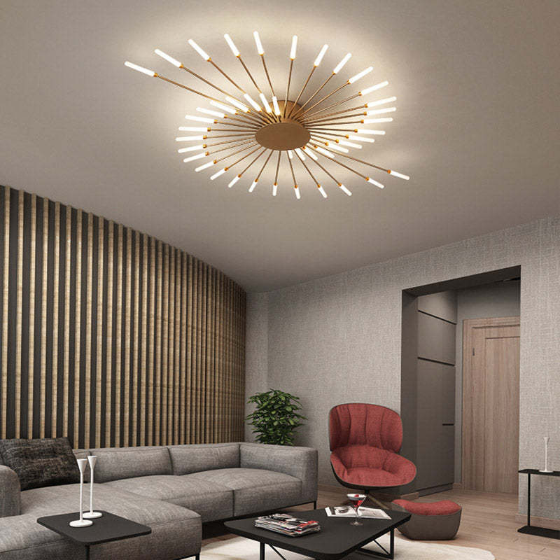 Ceiling Light Flush Mount LED with Linear Spiral Burst Design for Living Room