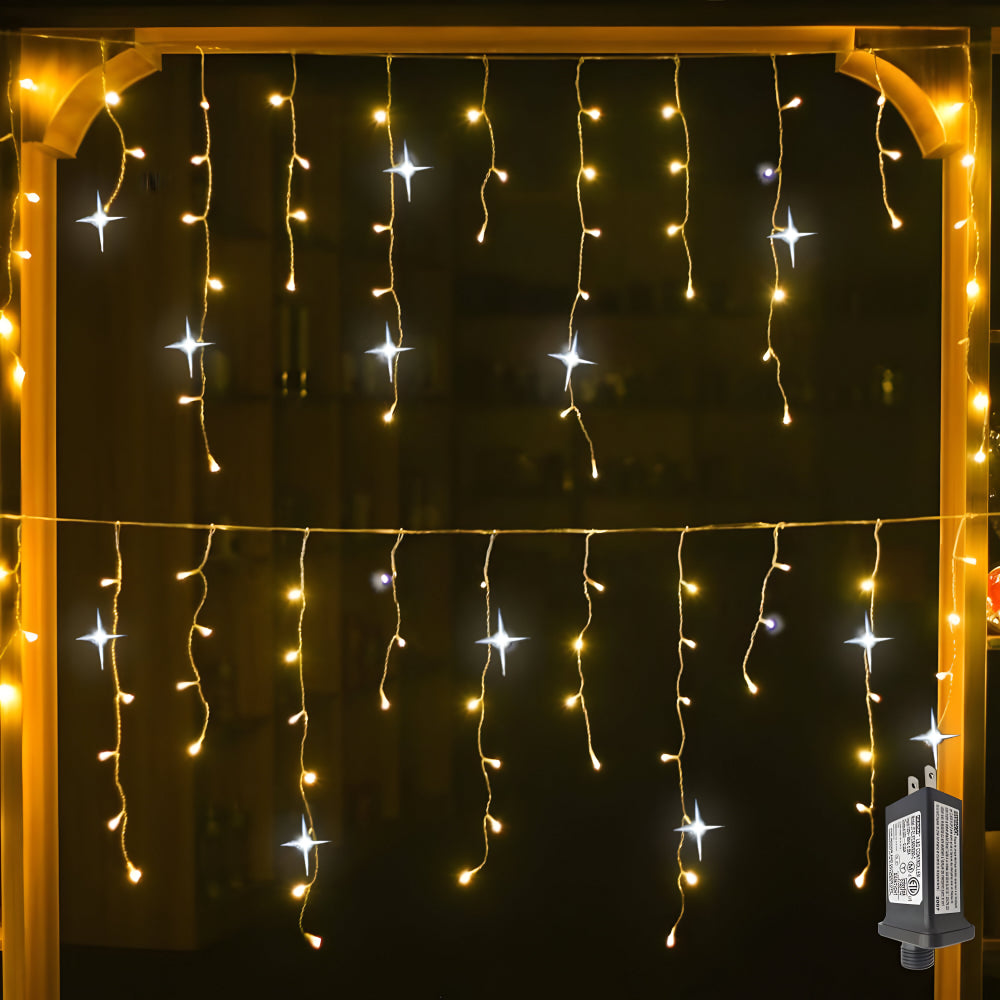 Christmas Decorations Outdoor LED Curtain Lights Waterproof Warm White for Garden