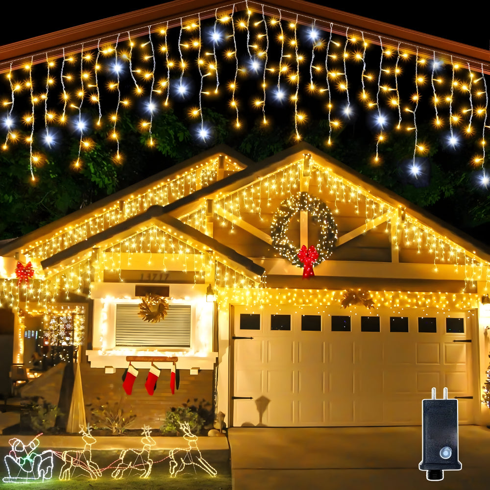 Christmas Decorations Outdoor LED Curtain Lights Waterproof Warm White for Garden