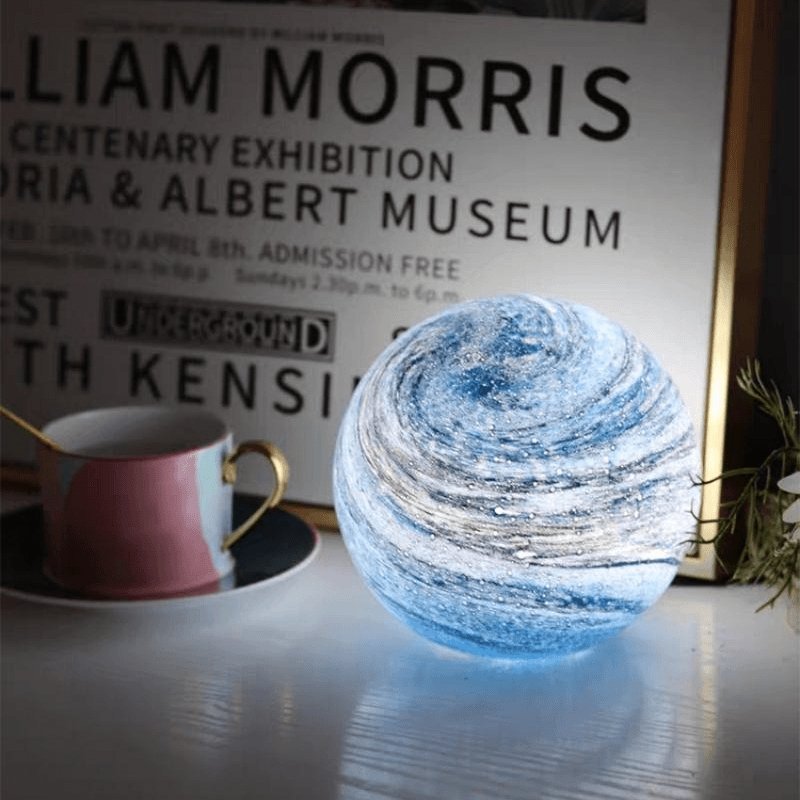 Lamps for Table Bedside Glass Moon Light with Cosmic Detailing for Ambient Rooms