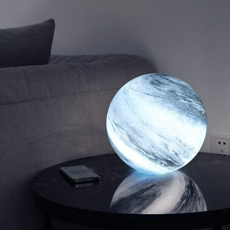 Lamps for Table Bedside Glass Moon Light with Cosmic Detailing for Ambient Rooms