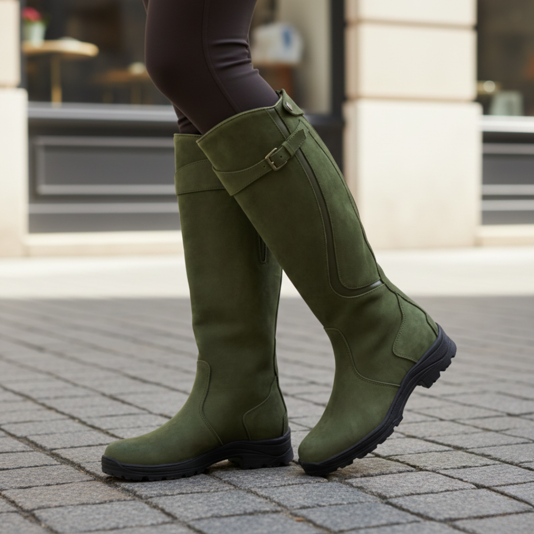 Waterproof Boots Knee High Orthopedic for Women in Vegan Leather with Adjustable Strap