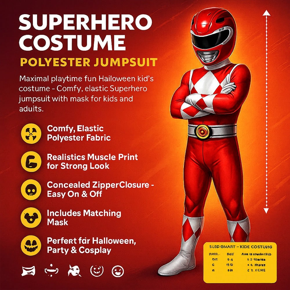 Halloween Costumes Superhero Jumpsuit with Detachable Hood for Children and Adults