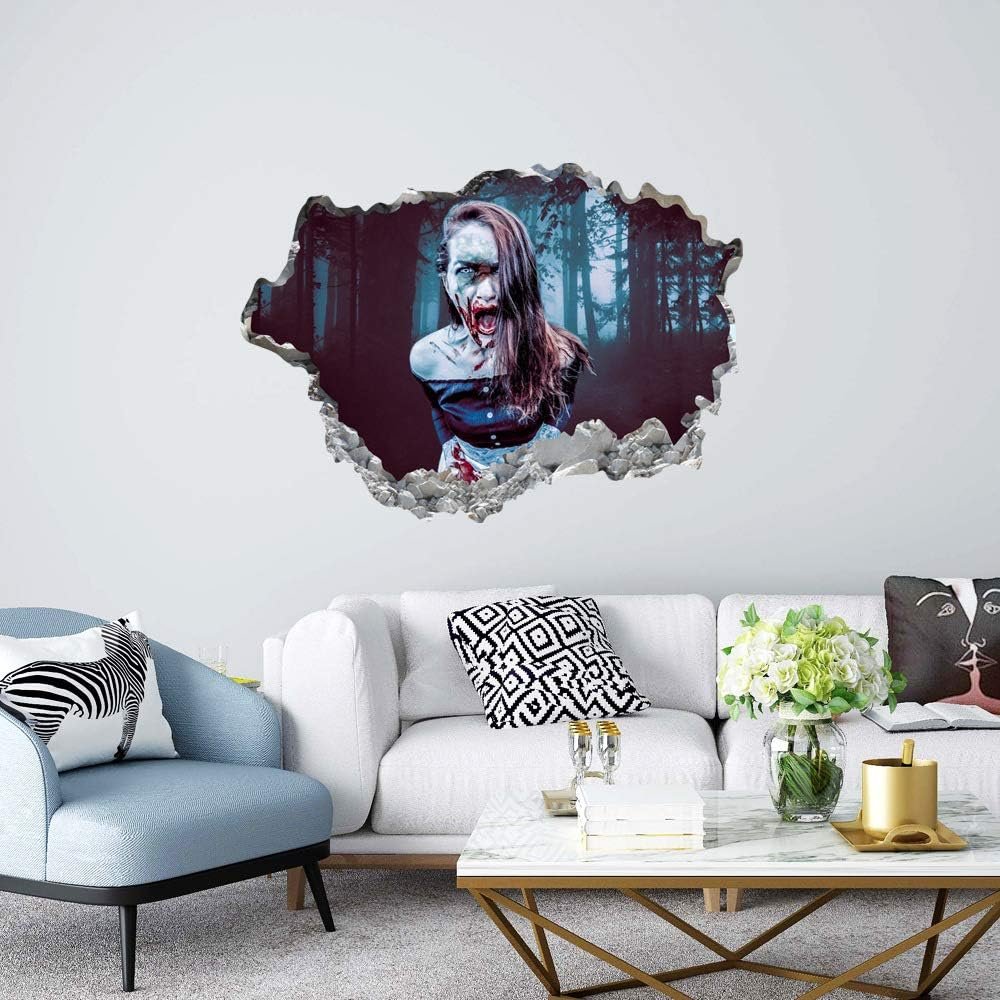 Halloween Decorations 3D Ghost Stickers for Floor and Door with Scary Broken Effect