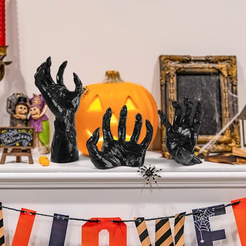 Halloween Decorations 3D Sculpted Hand Wall Art Doubling as a Gothic Candle Holder