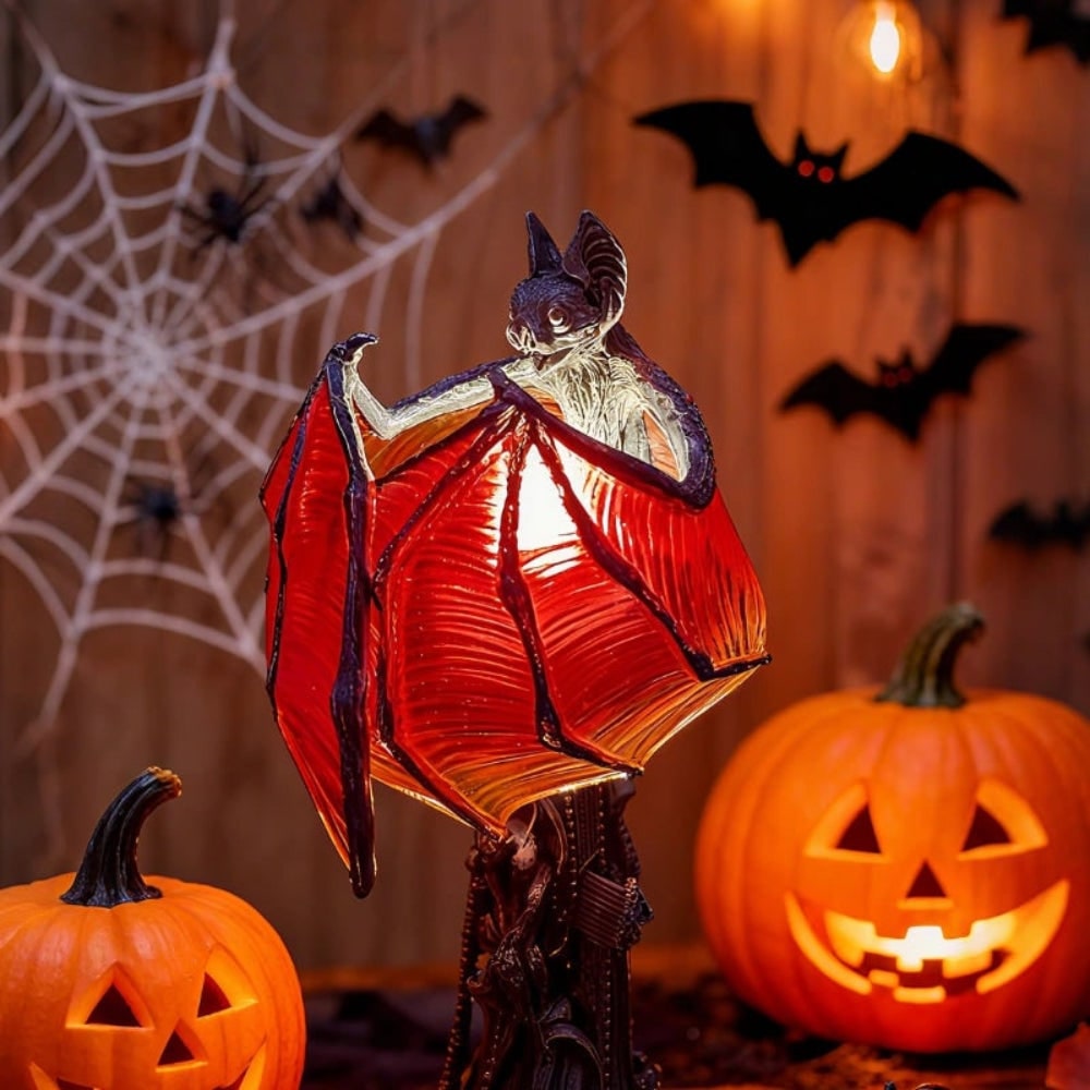 Halloween Decorations Gothic Bat Table Lamp with Detailed Wings and Sculpted Base