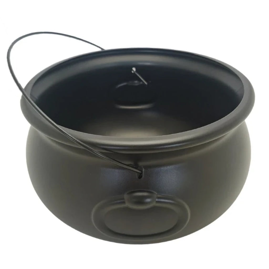 Halloween Decorations Hanging Cauldron 32cm Black Candy Bucket for Trick or Treat Displays
