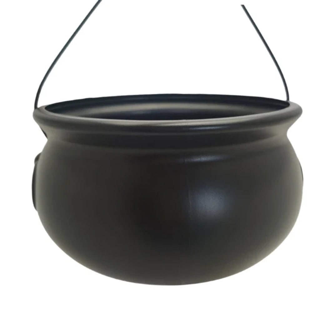 Halloween Decorations Hanging Cauldron 32cm Black Candy Bucket for Trick or Treat Displays
