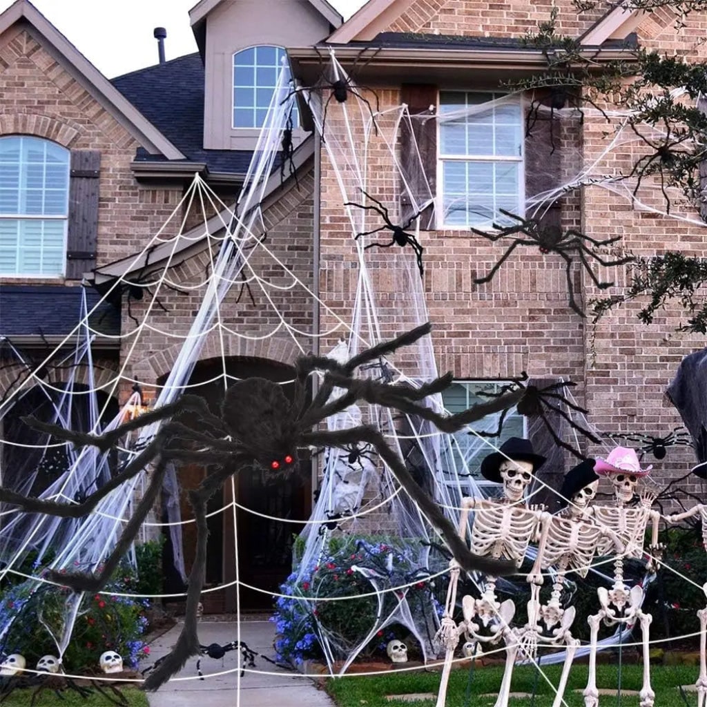 Giant Spider Halloween Decoration Web Set for Yards Walls Balconies Patios and Doors
