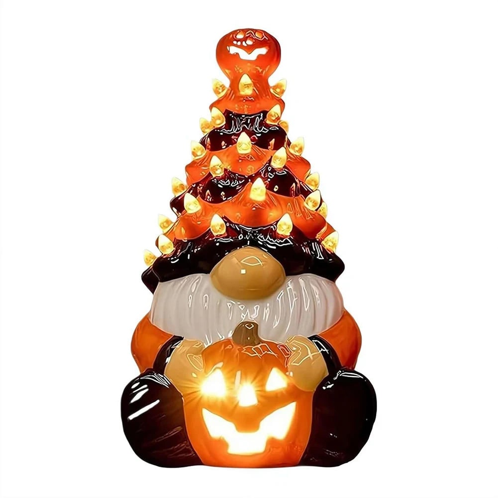 Halloween Decorations Gnome Statue with Built In LED Glow for Shelves Ledges and Mantels