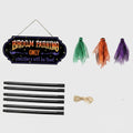 Halloween Decorations Outdoor Broom Parking Sign Kit with Poles Ghost Tops and Twine