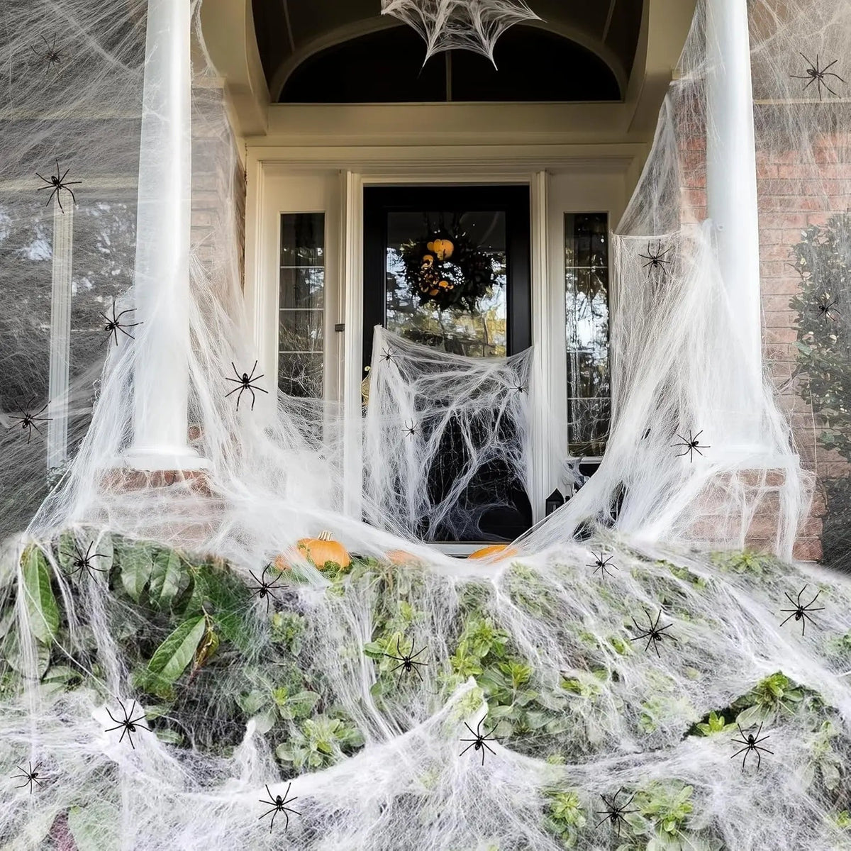 Halloween Decorations Spider Web Stretch Webbing for Windows Doors Bushes and Entryways